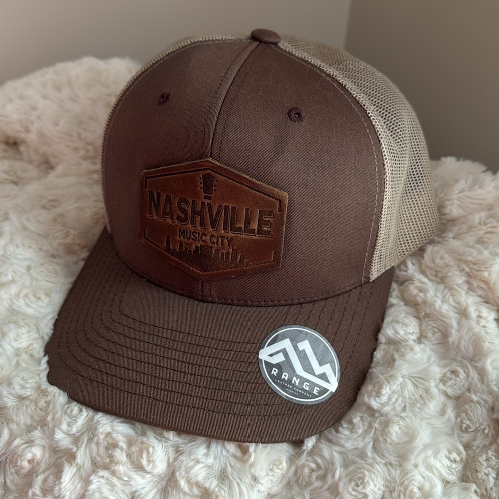 NASHVILLE LEATHER PATCH BASEBALL HAT CAP - Picture 9 of 9